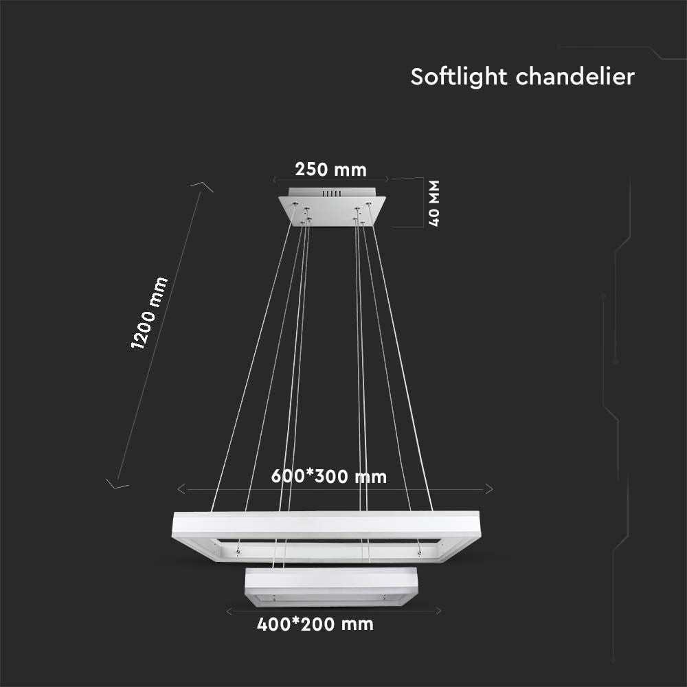 115W Lampa Wisząca / Klosz: Aluminium / Barwa:3000K / Ściemniana / Biały