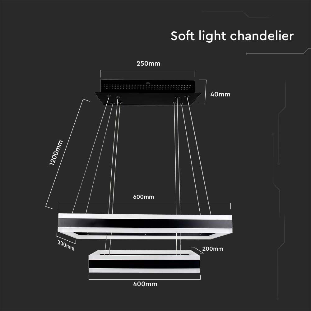 115W Lampa Wisząca / Klosz: Aluminium / Barwa:3000K / Ściemniana / Czarny