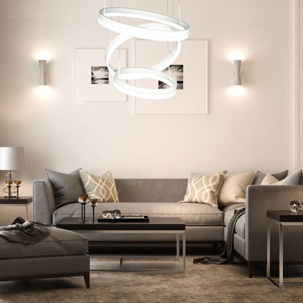 92W Lampa Wisząca / Klosz: Aluminium / Barwa:3000K / Ściemniana / Biały