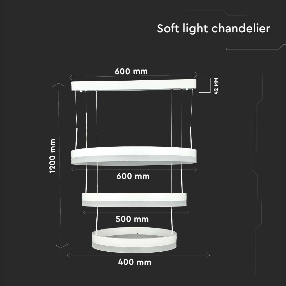 92W Lampa Wisząca / Klosz: Aluminium / Barwa:3000K / Ściemniana / Biały