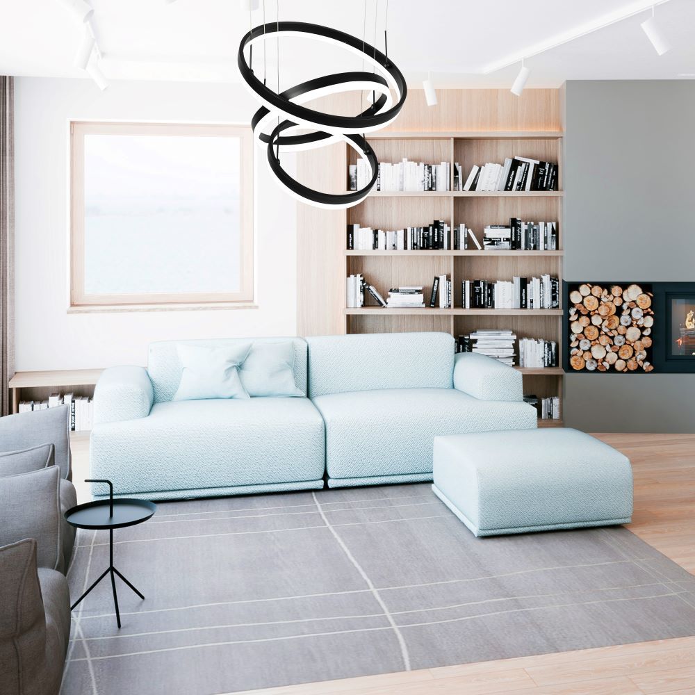 92W Lampa Wisząca / Klosz: Aluminium / Barwa:3000K / Ściemniana / Czarny