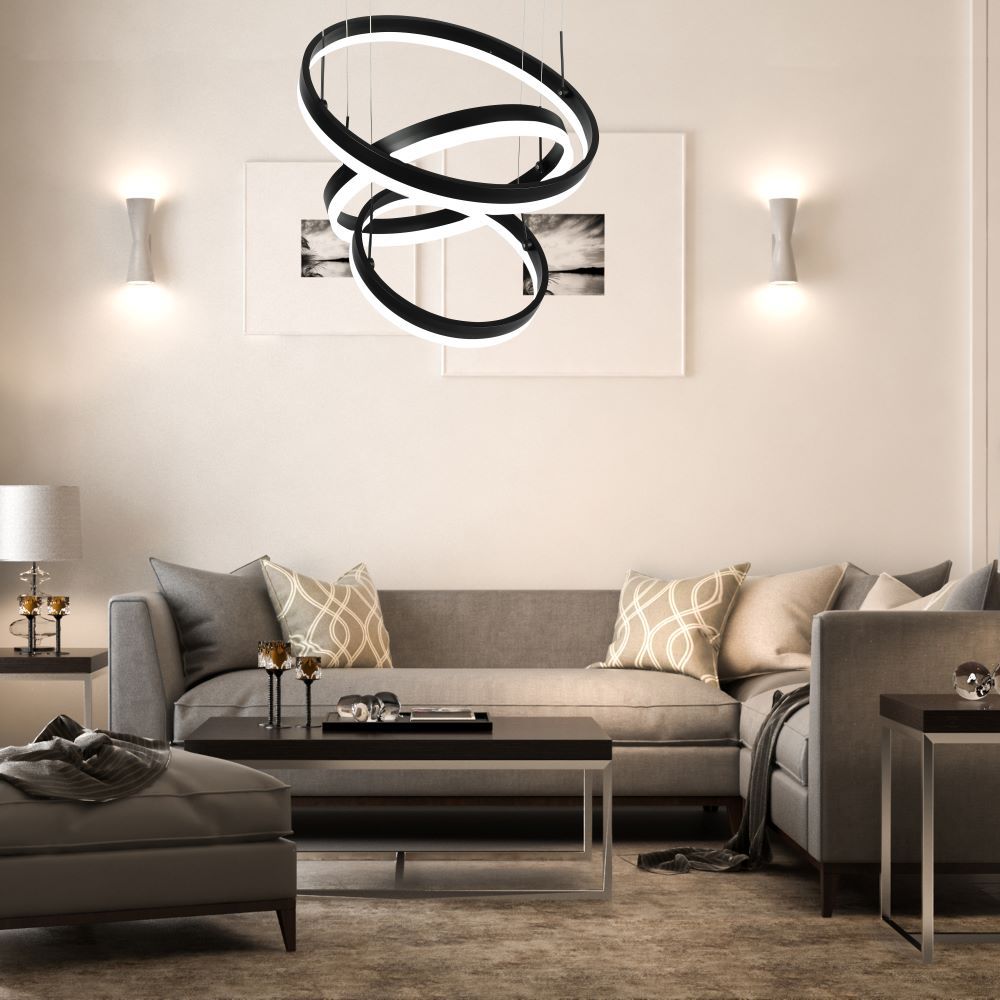 92W Lampa Wisząca / Klosz: Aluminium / Barwa:3000K / Ściemniana / Czarny
