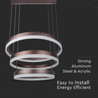 92W Lampa Wisząca / Klosz: Aluminium / Barwa:3000K / Ściemniana / Brązowy