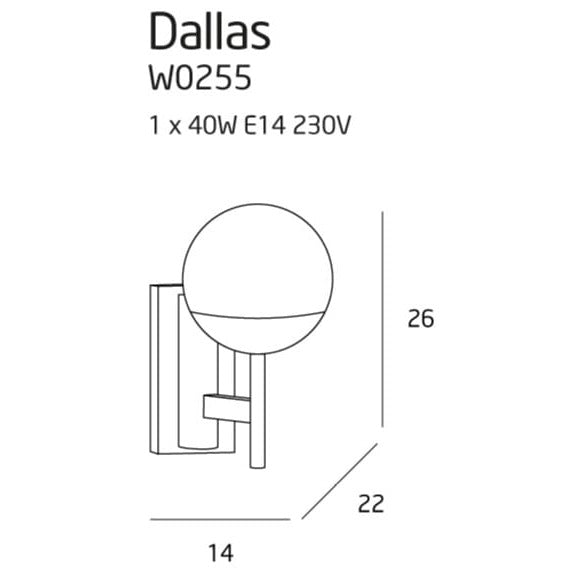 Maxlight Kinkiet Dallas - Metal + błyszczące szkło mleczne - Czarny W0255