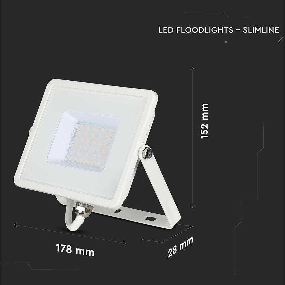 30W Naświetlacz LED SMD / Chip SAMSUNG / Barwa:3000K / Obudowa: Biała