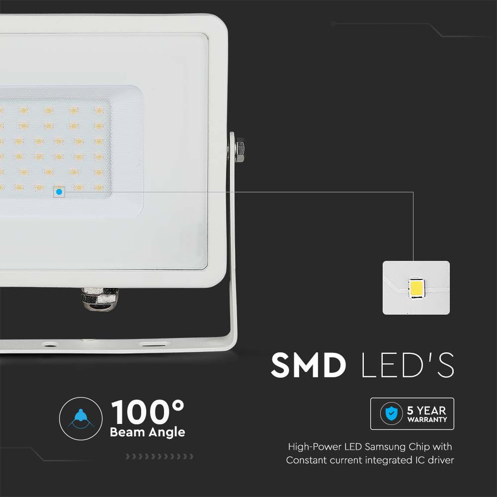 30W Naświetlacz LED SMD / Chip SAMSUNG / Barwa:3000K / Obudowa: Biała