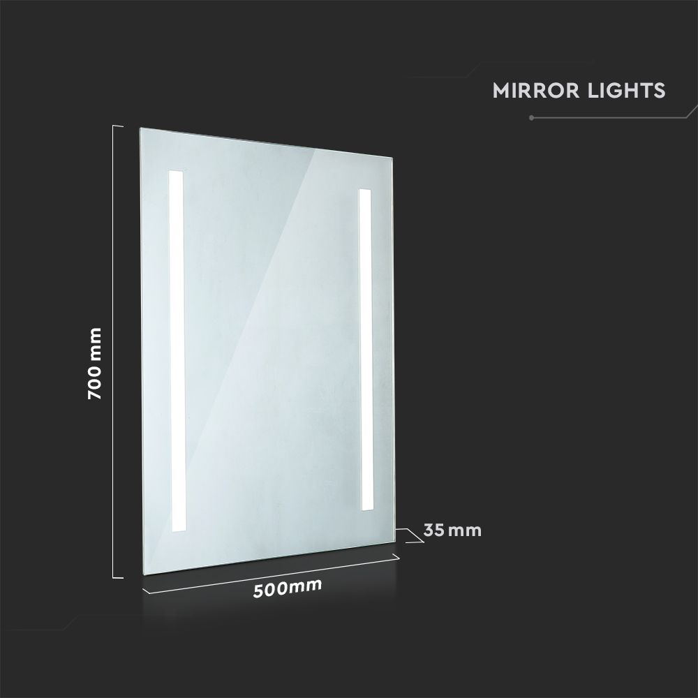 35W Lustro z podświetleniem LED z wyłącznikiem / Anti fog / Barwa:6400K / Wymiary:700x500mm