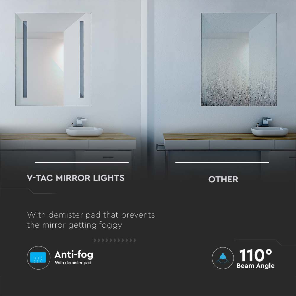 35W Lustro z podświetleniem LED z wyłącznikiem / Anti fog / Barwa:6400K / Wymiary:700x500mm