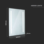 42W Lustro z podświetleniem LED z wyłącznikiem / Anti fog / Barwa:6400K / Wymiary: 800x600mm