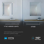 42W Lustro z podświetleniem LED z wyłącznikiem / Anti fog / Barwa:6400K / Wymiary: 800x600mm