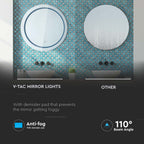 25W Lustro z podświetleniem LED z wyłącznikiem / Anti fog / Barwa: 3w1 / Wymiary: 600x600mm