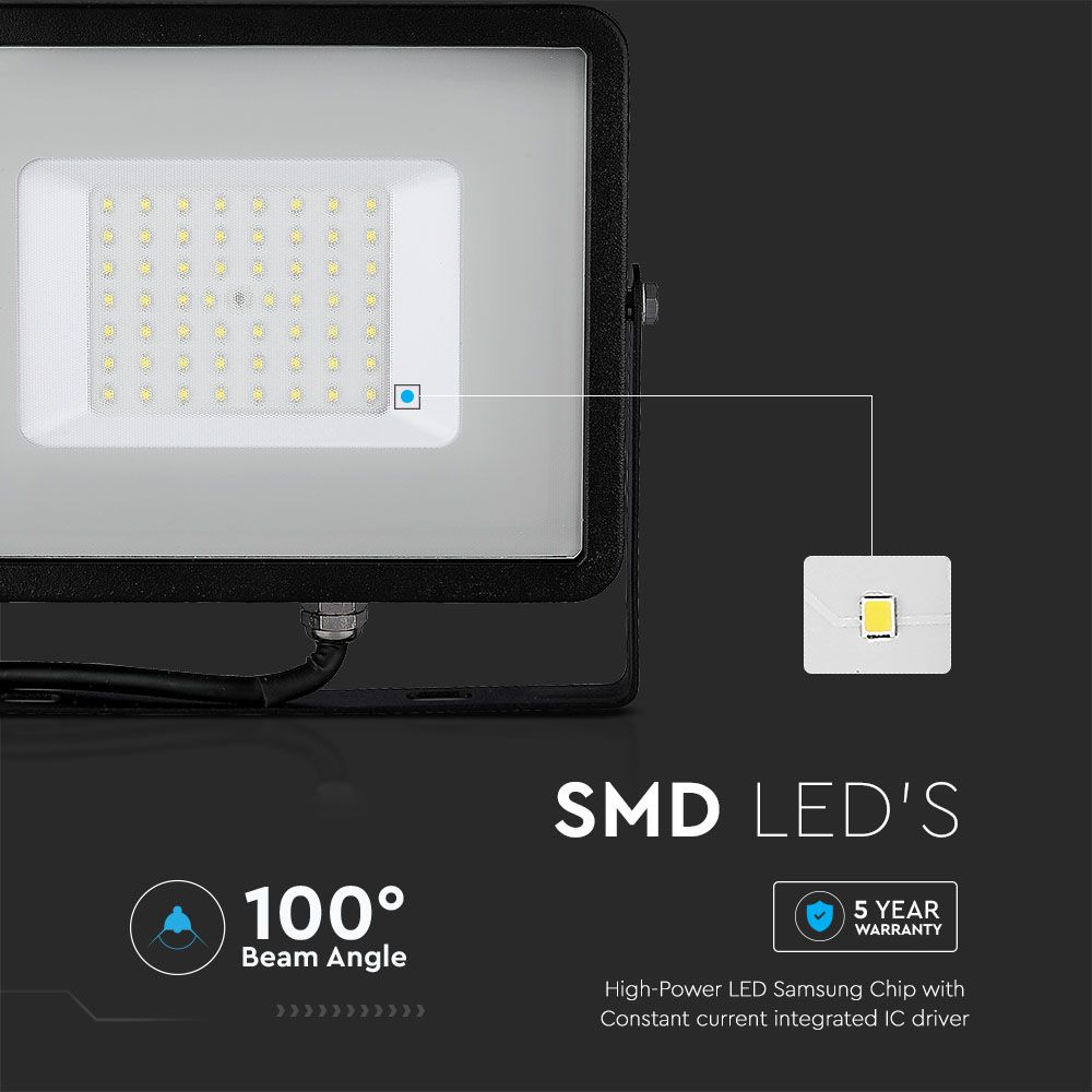 50W Naświetlacz LED SMD / Chip SAMSUNG / Barwa:4000K / Obudowa: Czarna