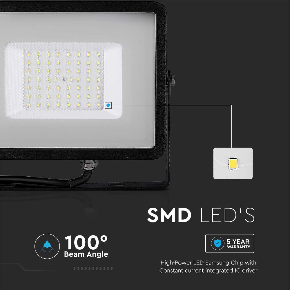 50W Naświetlacz LED SMD / Chip SAMSUNG / Barwa:3000K / Obudowa: Czarna