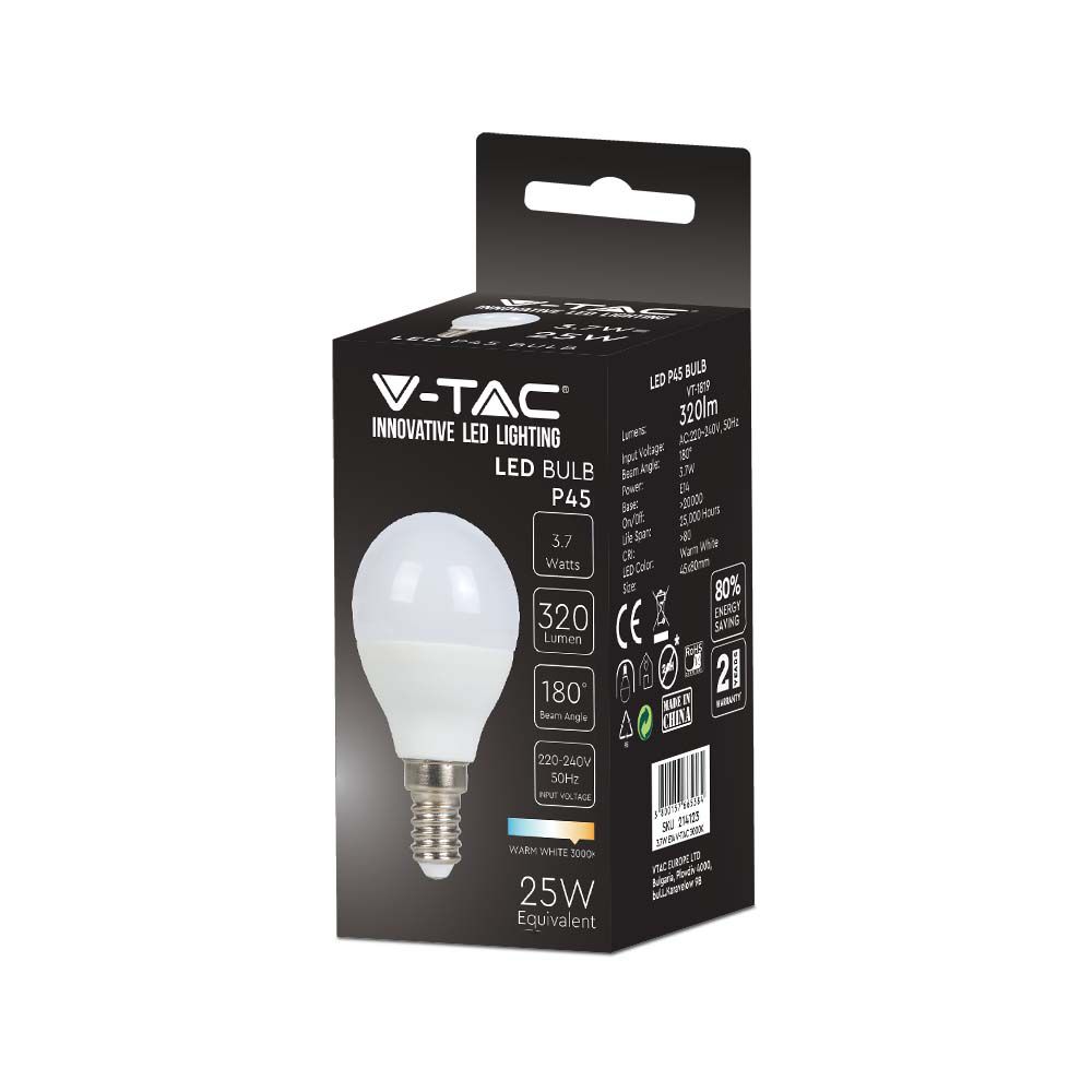 3.7W P45 Żarówka LED / Barwa:3000K / Trzonek:E14