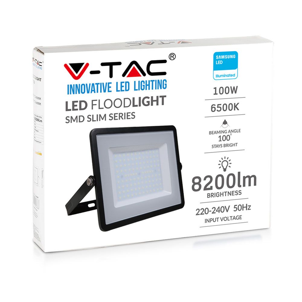 100W Naświetlacz LED SMD / Chip SAMSUNG / Barwa:6500K / Obudowa: Czarna