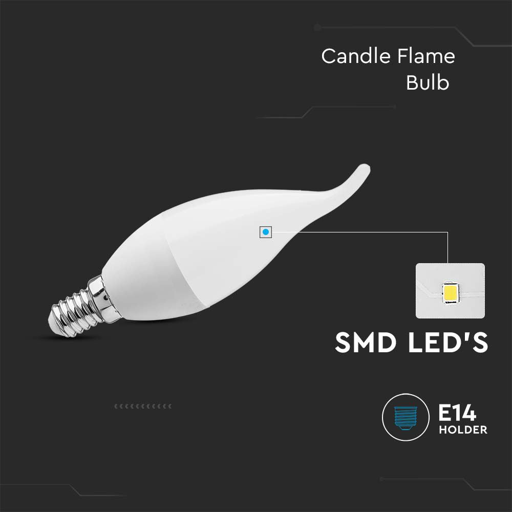 3.7W F37 Żarówka LED / Barwa: 3000K / Trzonek: E14 / Klosz Mleczny płomyk