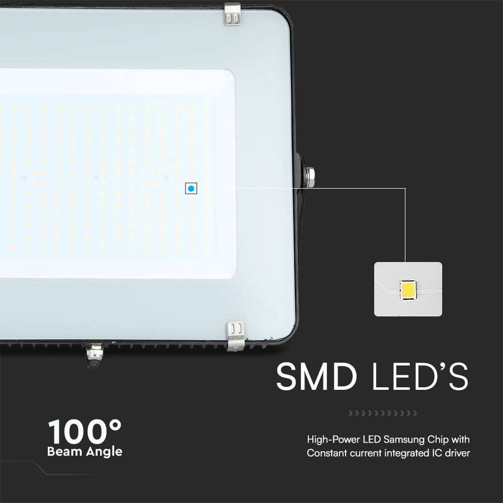 200W Naświetlacz LED SMD / Chip SAMSUNG / Barwa:4000K / Obudowa: Czarna