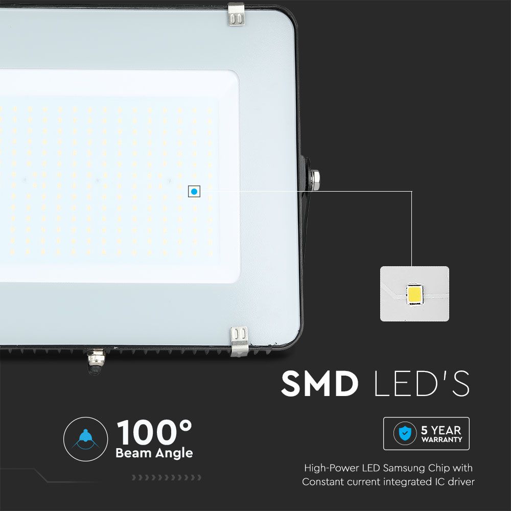 200W Naświetlacz LED SMD / Chip SAMSUNG / Barwa:6400K / Obudowa: Czarna