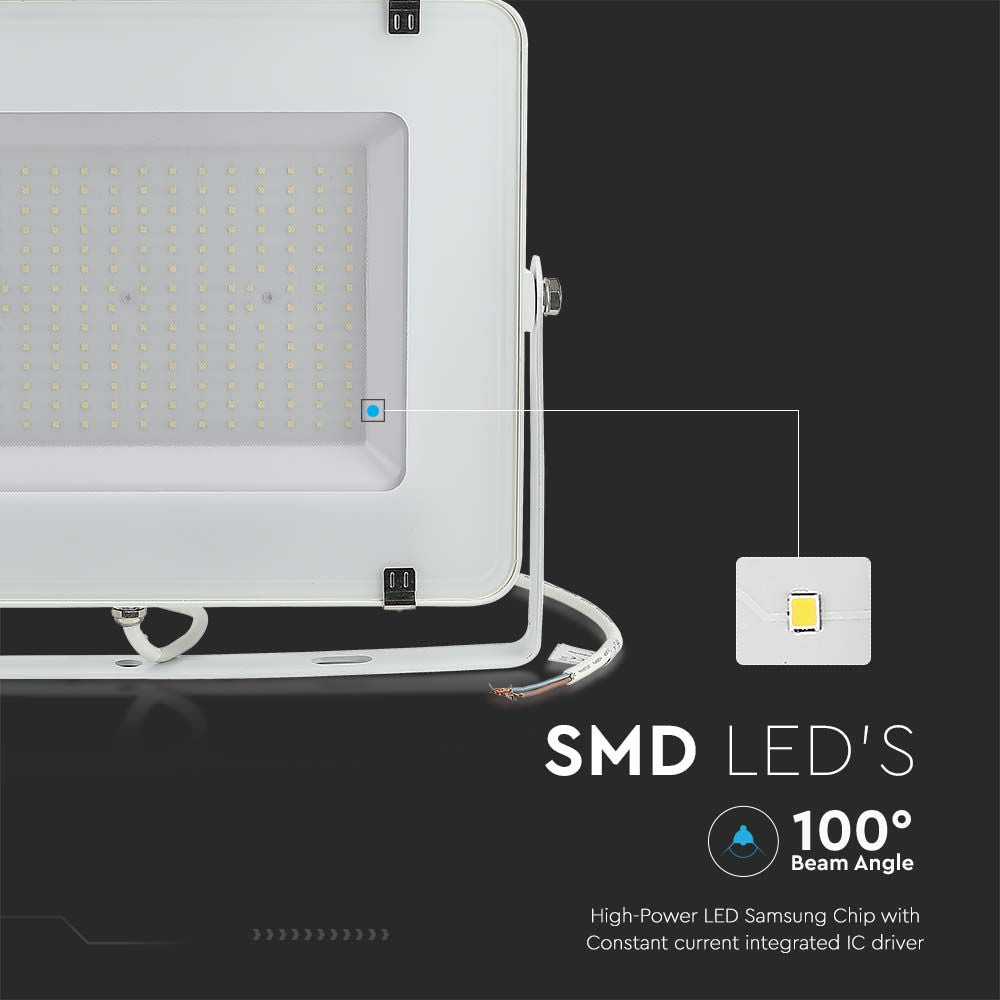 200W Naświetlacz SMD LED / Chip Samsung / Barwa: 4000K / Obudowa: Biała