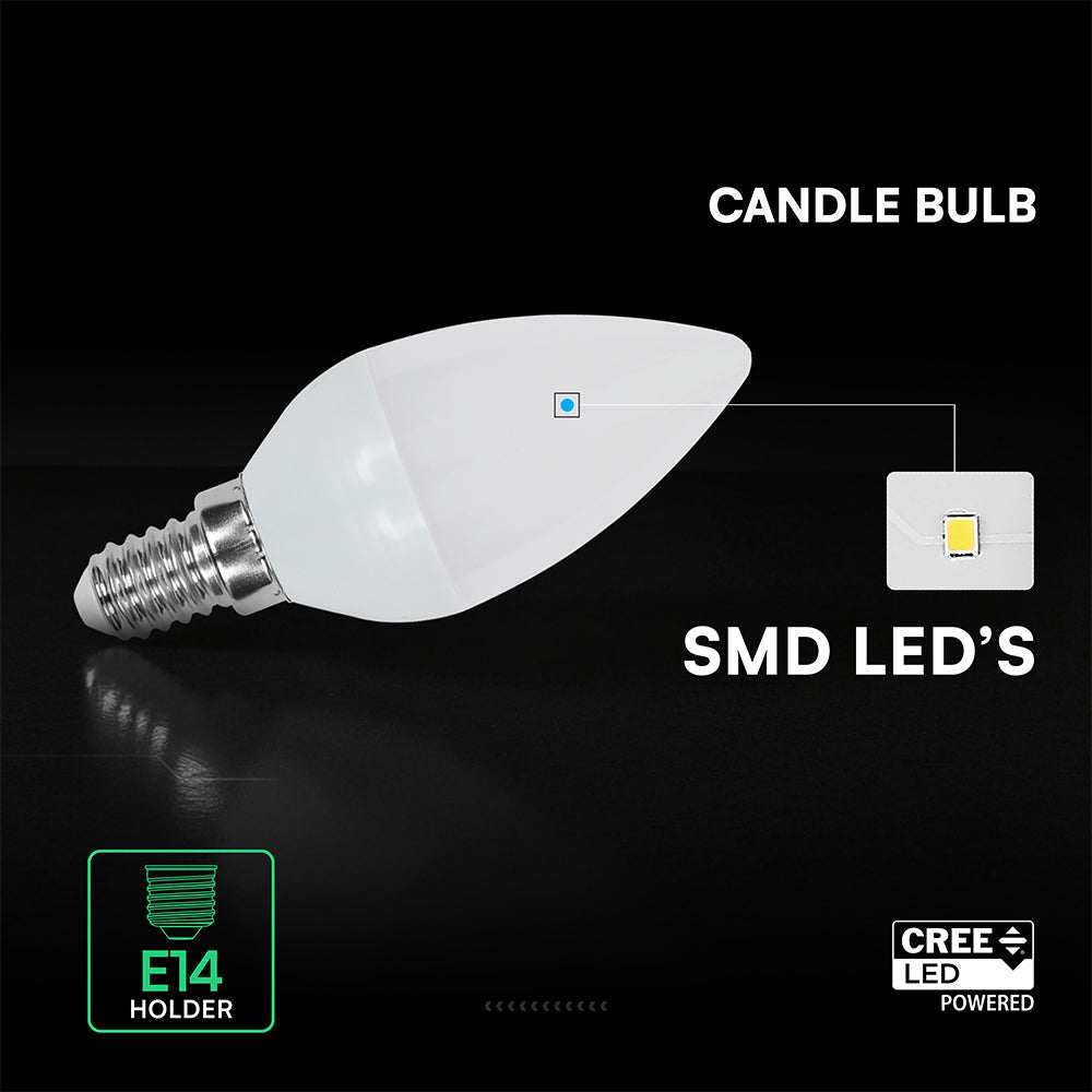 4.5W C35 Żarówka LED / Chip CREE / Barwa:3000K / Trzonek:E14 / 6 Lat gwarancji