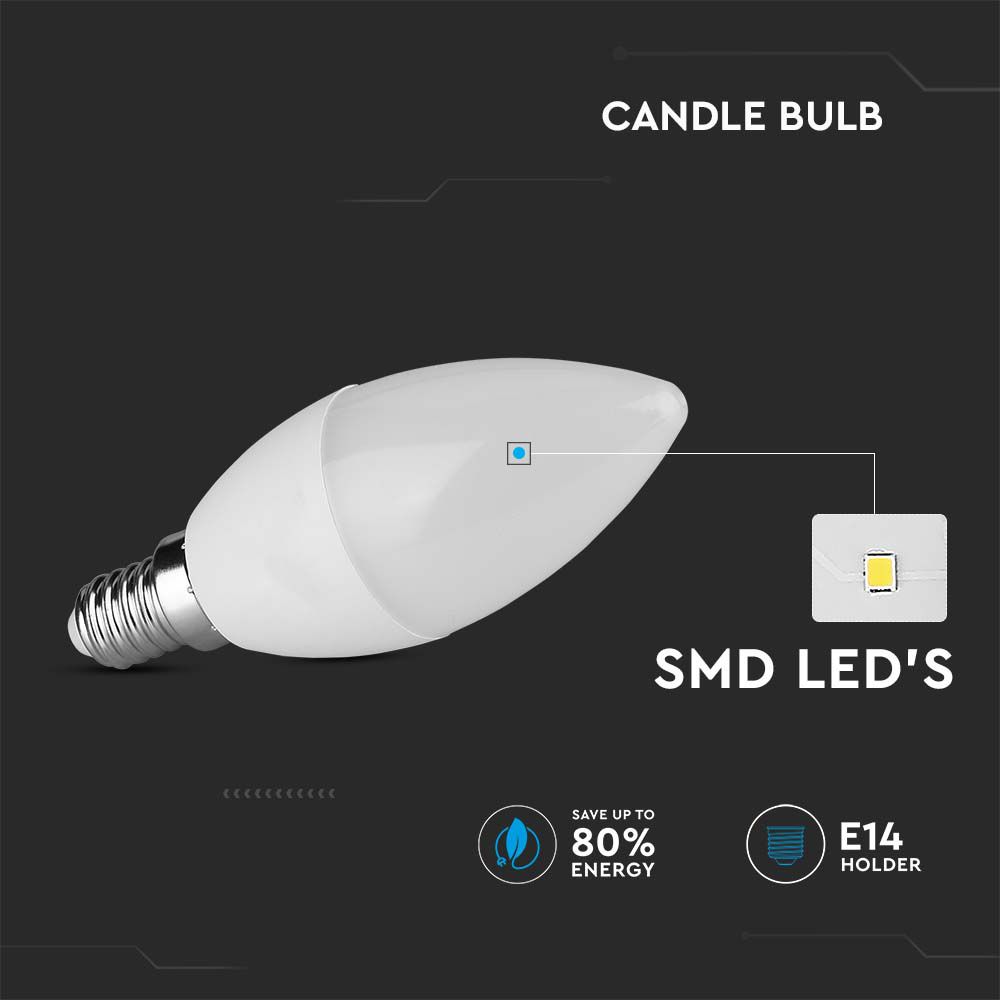 3.7W C35 Żarówka LED / Barwa:6500K / Trzonek:E14