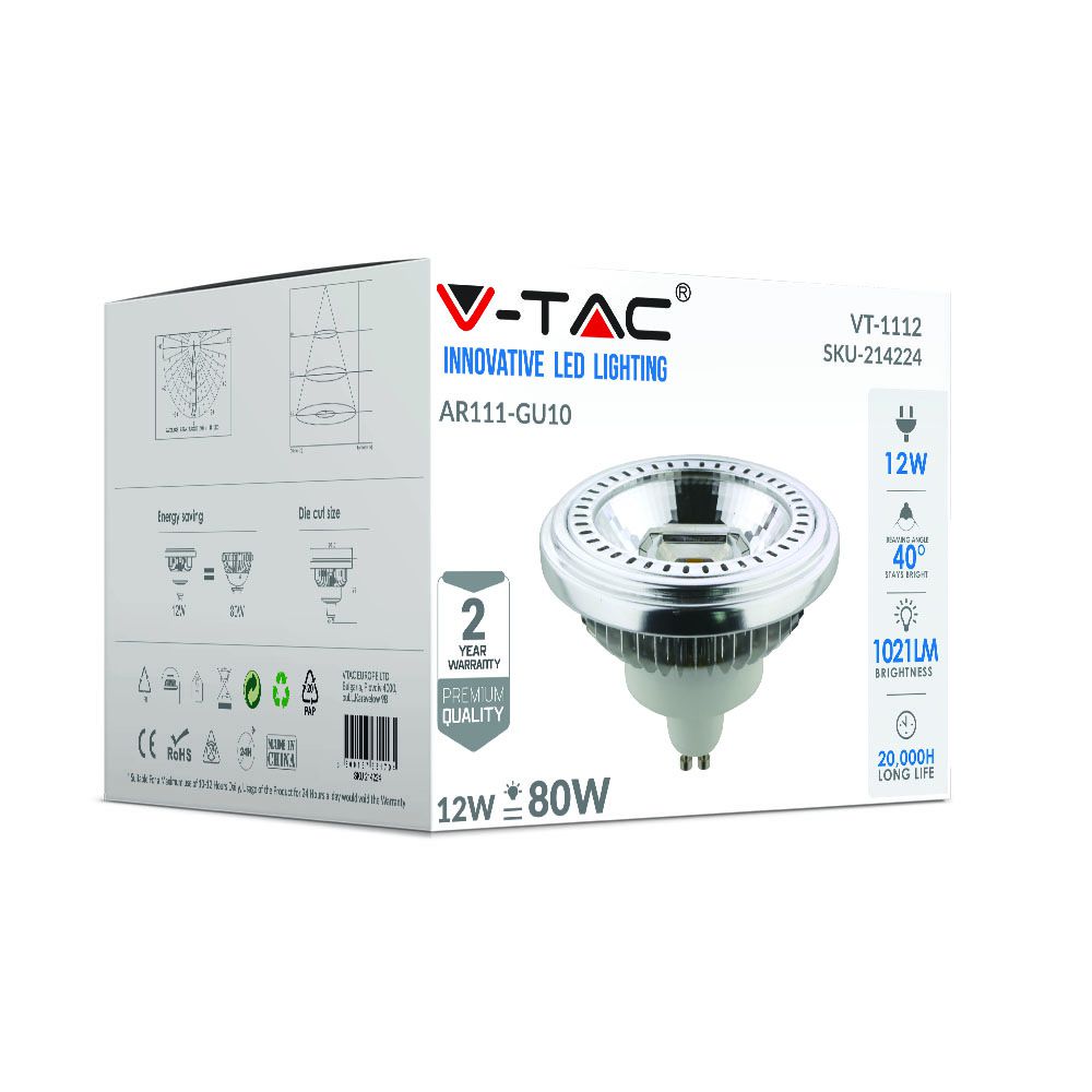 12W AR111 Żarówka LED / Barwa:3000K / Trzonek:GU10