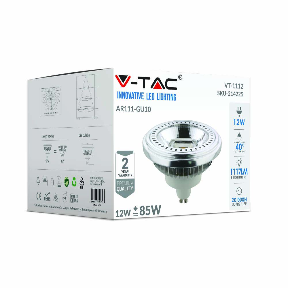 12W AR111 Żarówka LED / Barwa:6400K / Trzonek:GU10