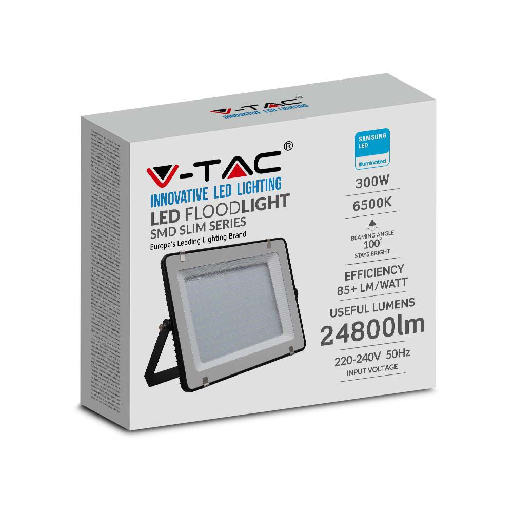 300W Naświetlacz LED SMD / Chip SAMSUNG / Barwa:6400K / Obudowa: Czarna