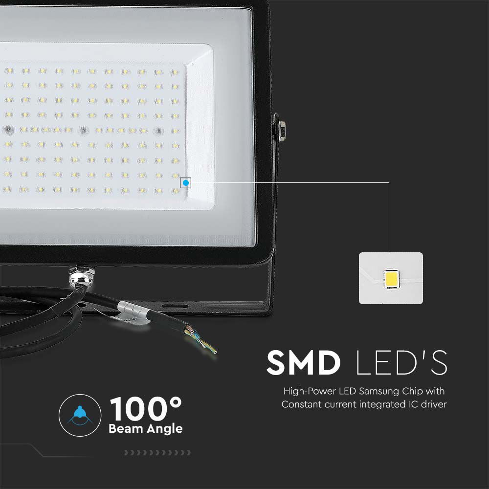300W Naświetlacz LED SMD / Chip SAMSUNG / Barwa:6400K / Obudowa: Czarna