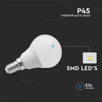 4.5W Żarówka LED P45 / Barwa:2700K / Trzonek: E14