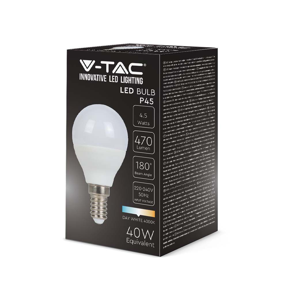 4.5W Żarówka LED P45 / Barwa:6500K / Trzonek: E14