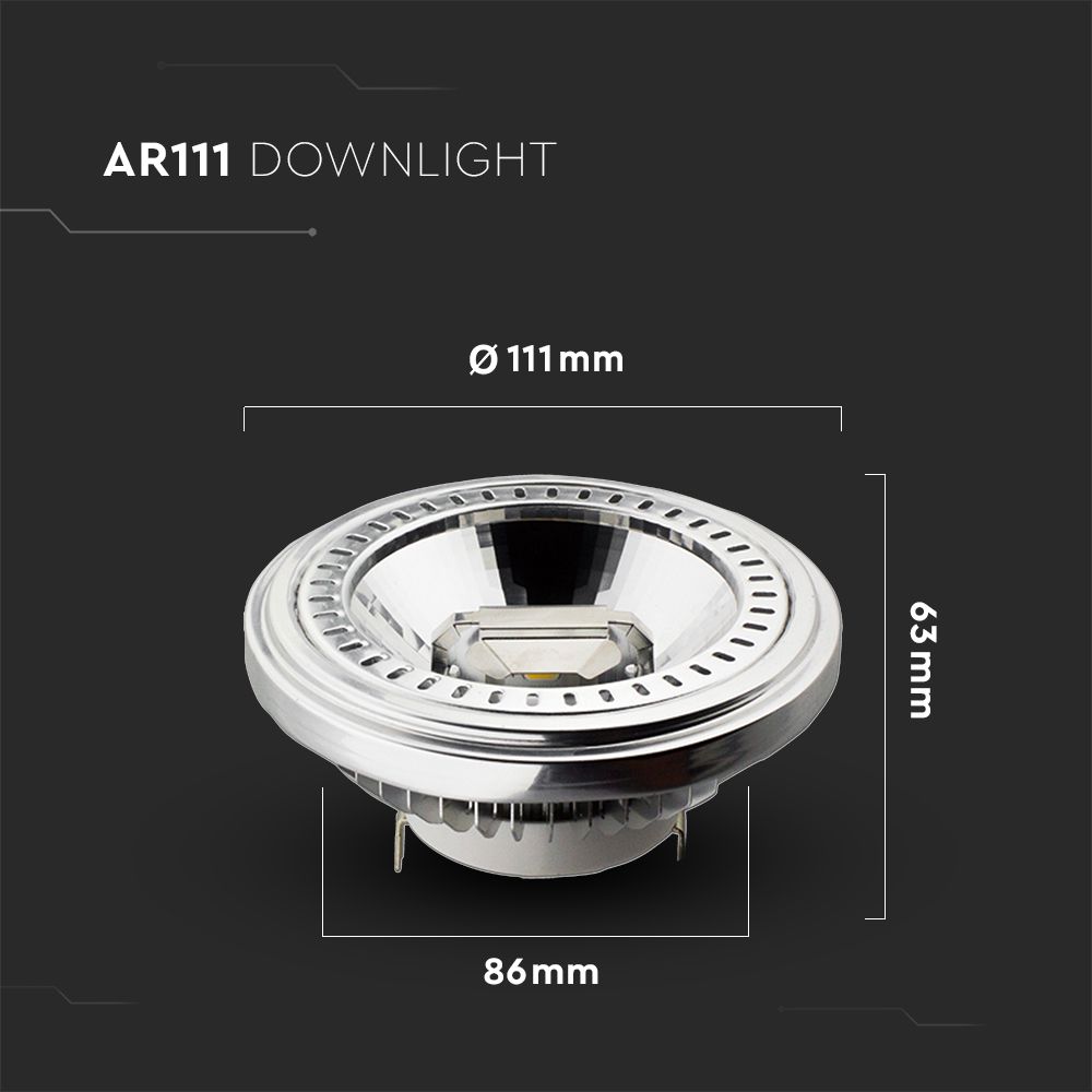 13,5W AR111 PAR Żarówka LED / Barwa:6400K / Trzonek: G53 / Zasilanie:12V