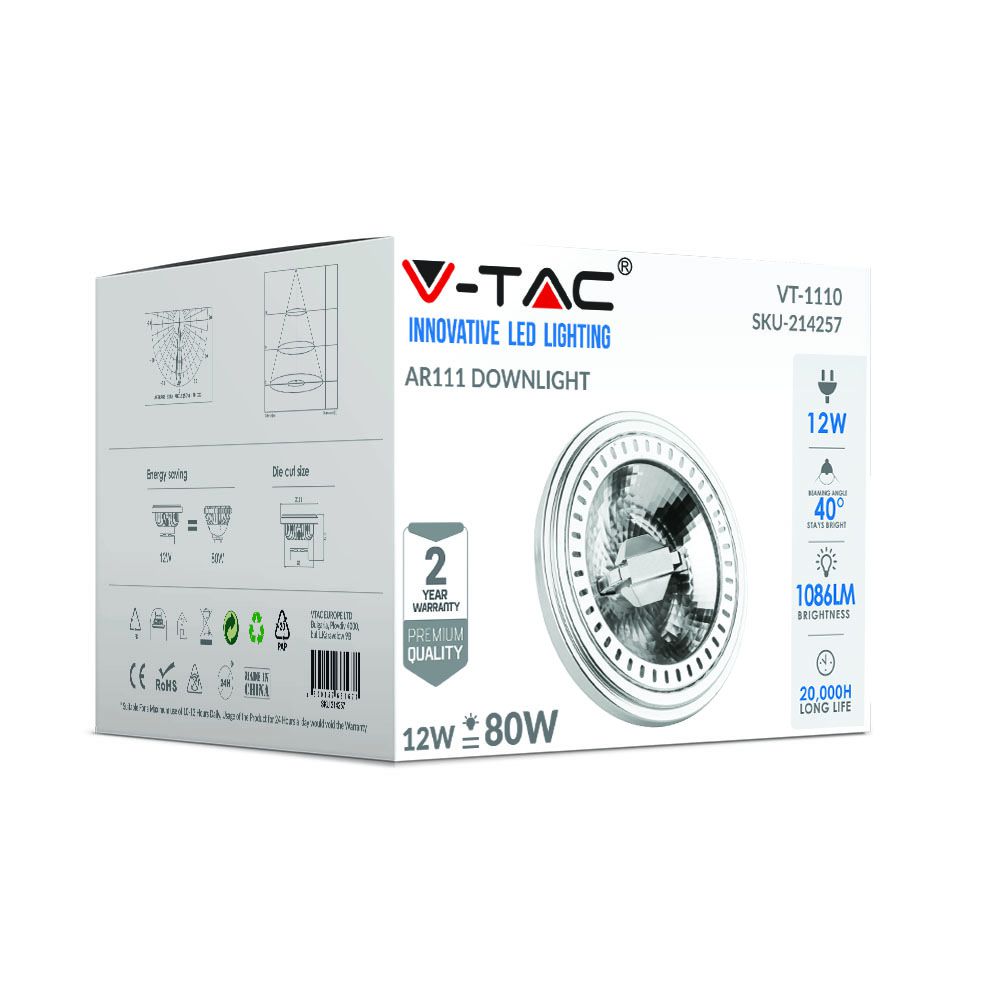 13,5W AR111 PAR Żarówka LED / Barwa:3000K / Trzonek: G53 / Zasilanie:12V