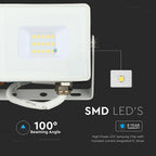 10W Naświetlacz LED SMD / Chip SAMSUNG / Barwa:3000K / Obudowa: Biała