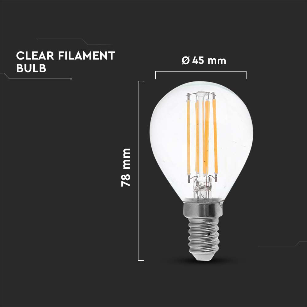 4W P45 Żarówka LED Filament / Klosz Transparentny /Barwa:3000K / Trzonek:E14