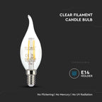 4W CF37 Żarówka LED Filament / Klosz Transparentny / Barwa:3000K / Trzonek:E14