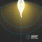 4W CF37 Żarówka LED Filament / Klosz Transparentny / Barwa:3000K / Trzonek:E14