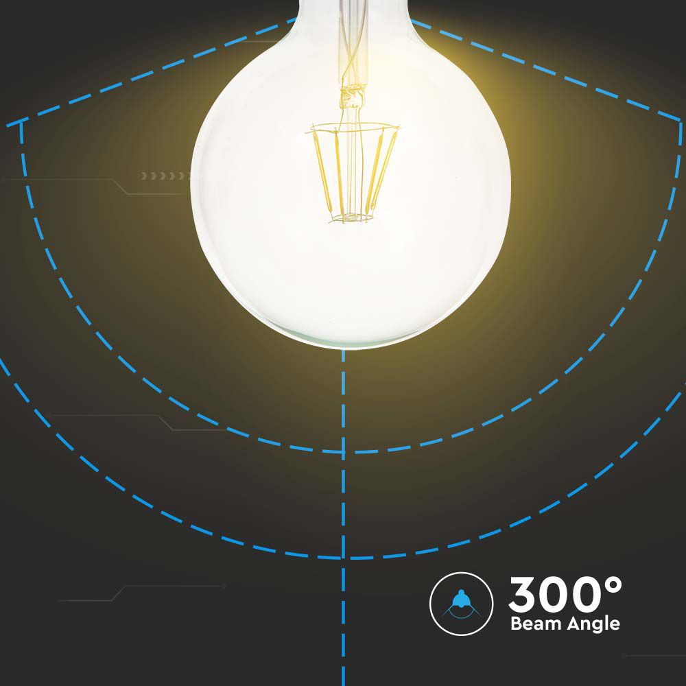 6W G125 Żarówka LED Filament / Klosz Transparentny /Barwa:3000K / Trzonek:E27