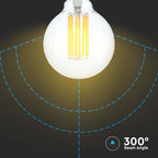 6W G95 Żarówka LED Filament / Klosz Transparentny / Barwa:3000K / Trzonek:E27