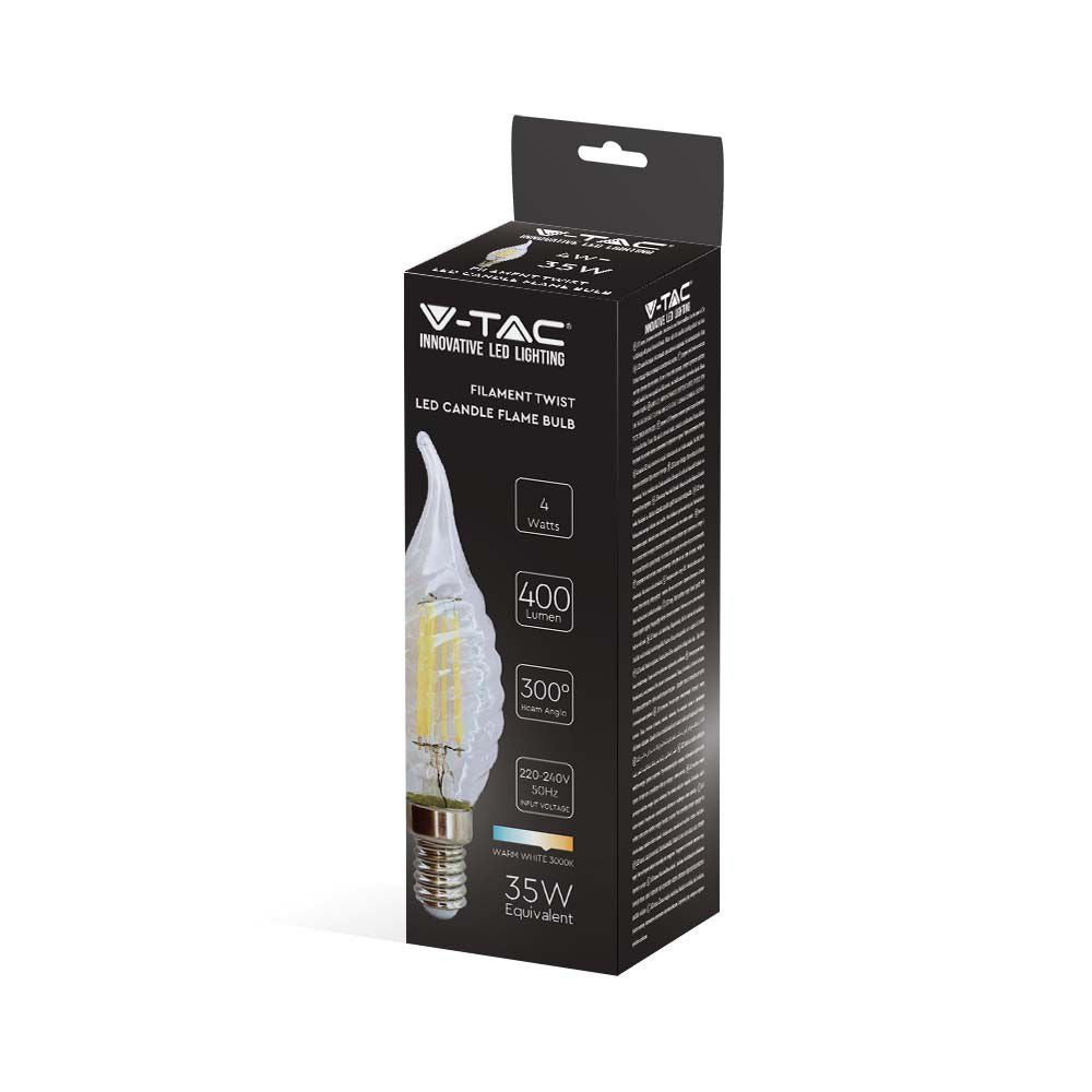 4W CF37 Żarówka LED Filament Twist / Klosz Transparentny / Barwa:3000K / Trzonek:E14