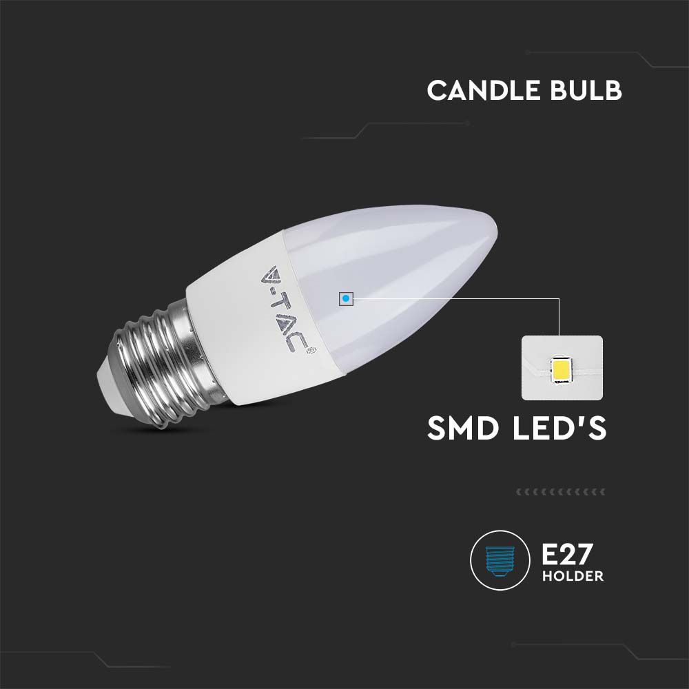 4.5W Żarówka LED C35 / Barwa:3000K / Trzonek: E27