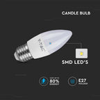 4.5W Żarówka LED C35 / Barwa:6500K / Trzonek: E27