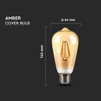 4W ST64 Żarówka LED Filament / Klosz: Bursztyn / Barwa:2200K / Trzonek:E27