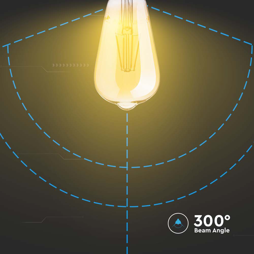 6W LED ST64 Żarówka LED Filament / Klosz: Bursztynowy / Barwa:2200K / Trzonek:E27