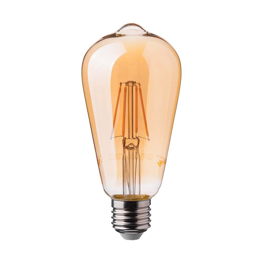 6W LED ST64 Żarówka LED Filament / Klosz: Bursztynowy / Barwa:2200K / Trzonek:E27