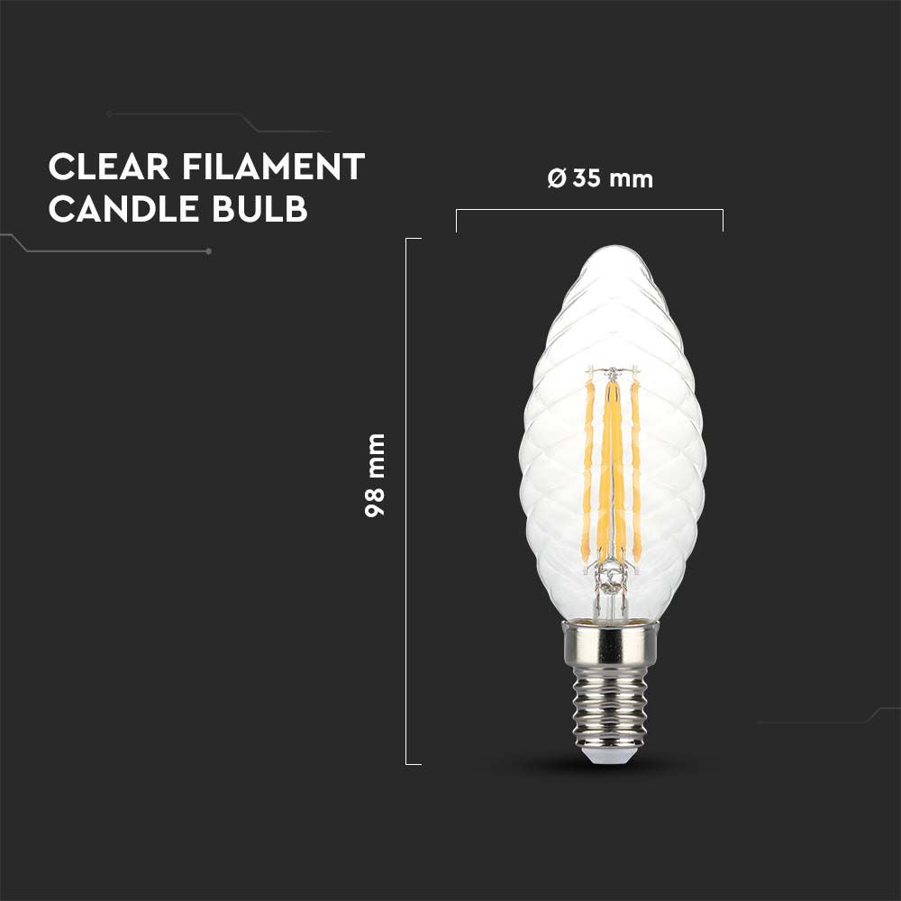 4W Twist C35 Żarówka LED Filament / Barwa:3000K / Ściemniana / Trzonek:E14