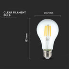 10W A60 Żarówka LED Filament / Klosz Transparentny /Barwa:4000K / Trzonek:E27
