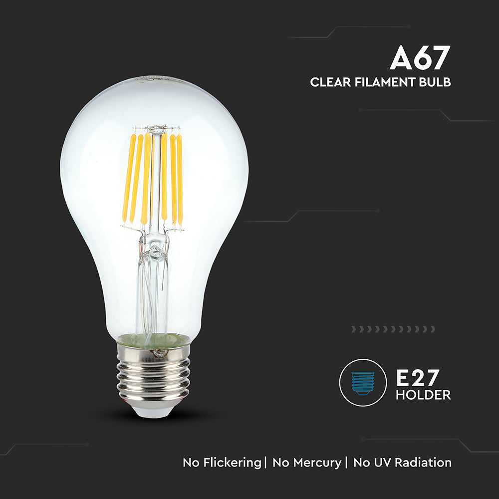 VT-1981 10W A67 LED FILAMENT BULB 3000K E27 3PCS/PACK