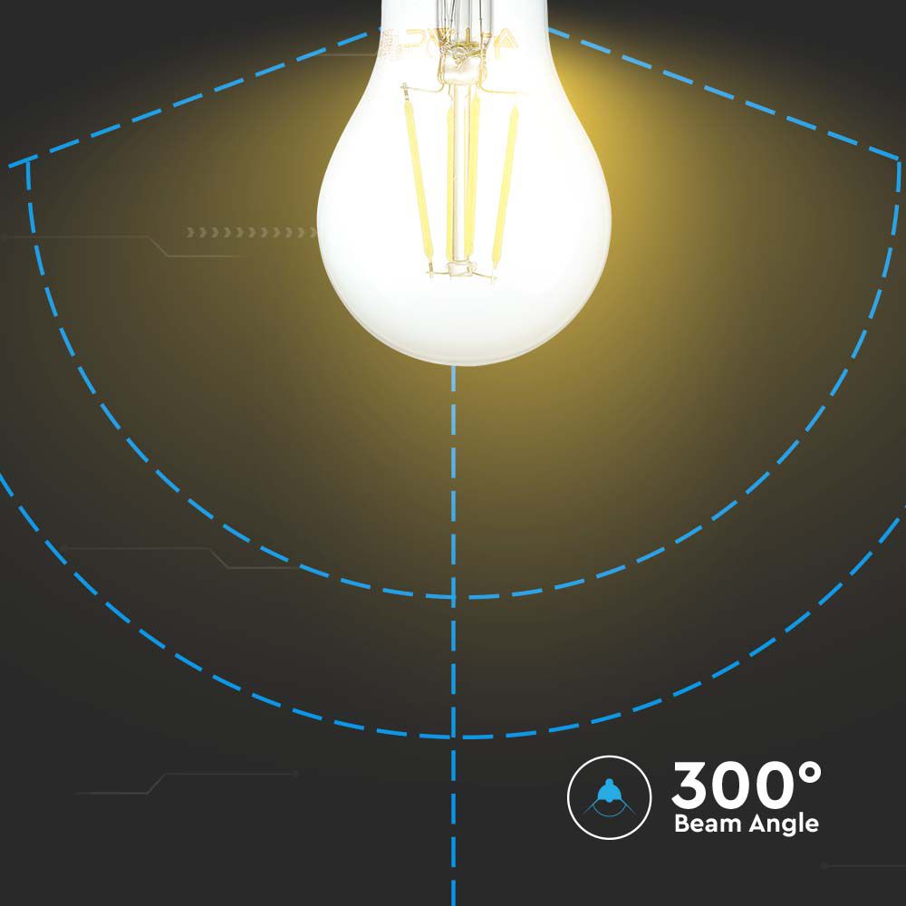 10W A60 Żarówka LED Filament / Klosz Transparentny /Barwa:6500K / Trzonek:E27
