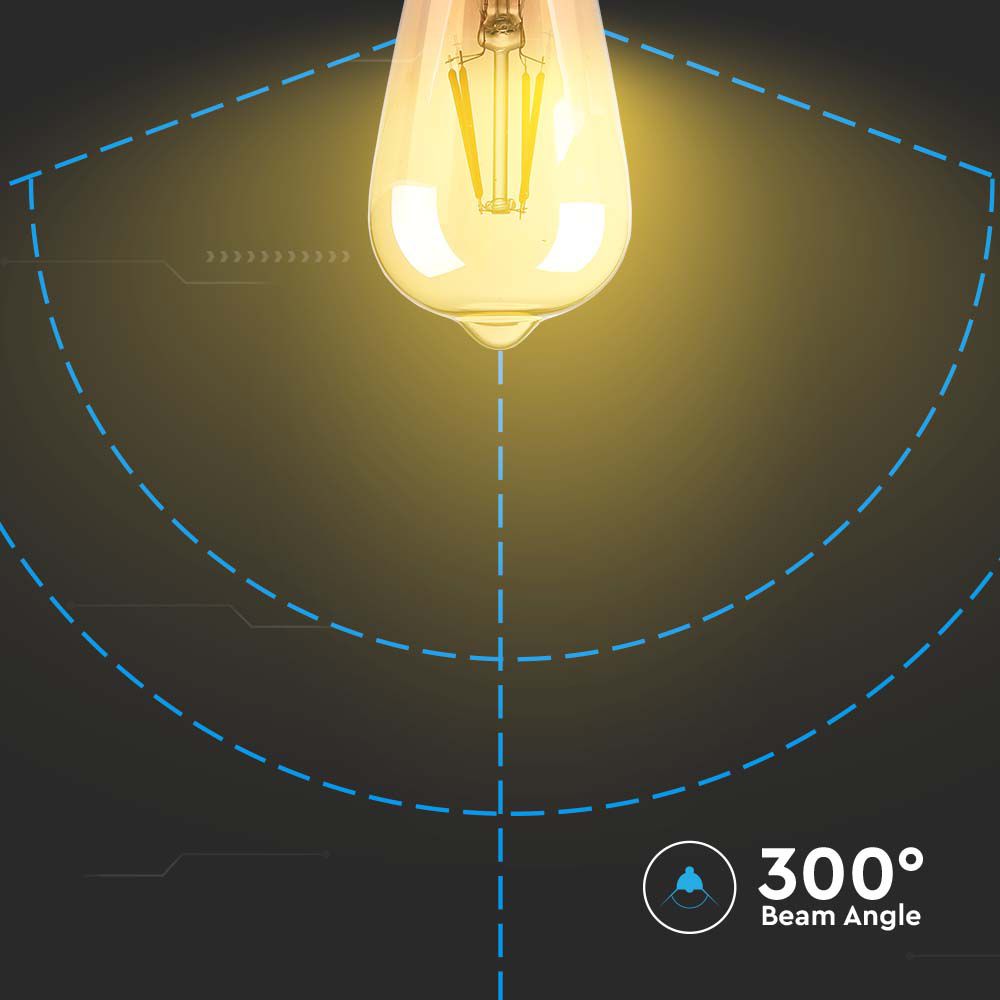 8W ST64 Żarówka LED Filament / Klosz: Bursztynowy / Barwa:2200K / Trzonek:E27